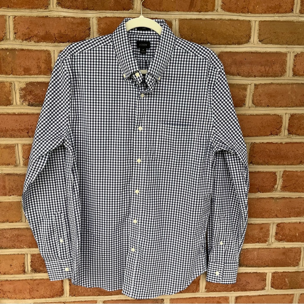 J. Crew Blue and White Casual Gingham Button Down Shirt